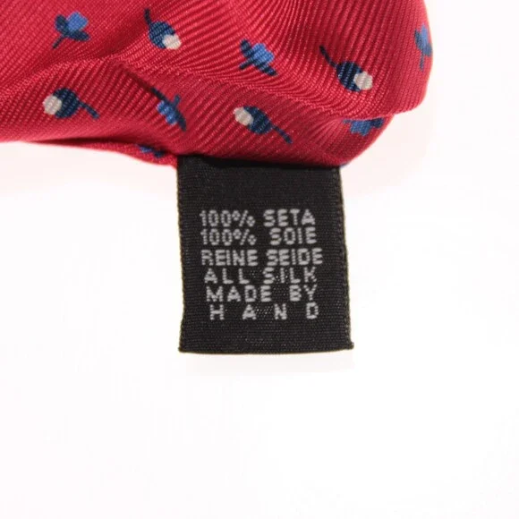Drake's NWT Neck Tie in Red with Navy/Light Blue & White Floral Print 100% Silk